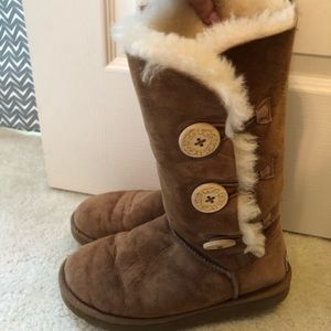 Triple Bailey button Uggs, moderately worn